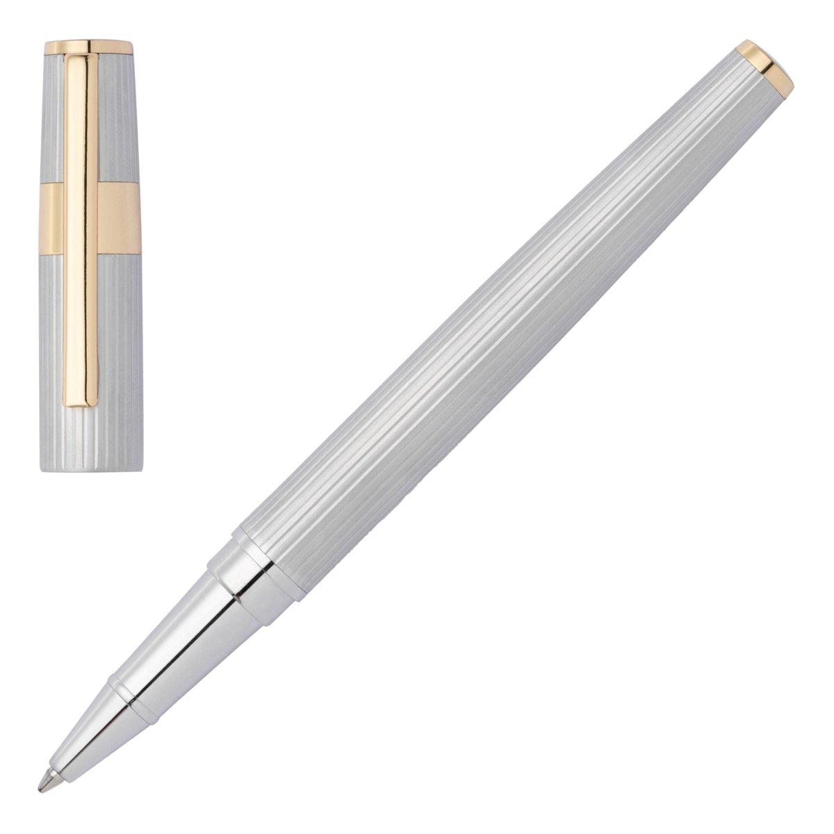 HUGO BOSS Gear Pinstripe Silver / Gold Rollerball Pen | HSV2855B | TIME Watches
