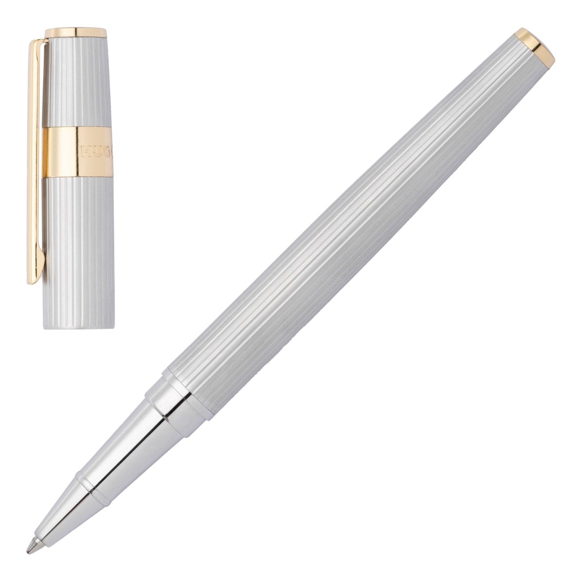 HUGO BOSS Gear Pinstripe Silver / Gold Rollerball Pen | HSV2855B | TIME Watches