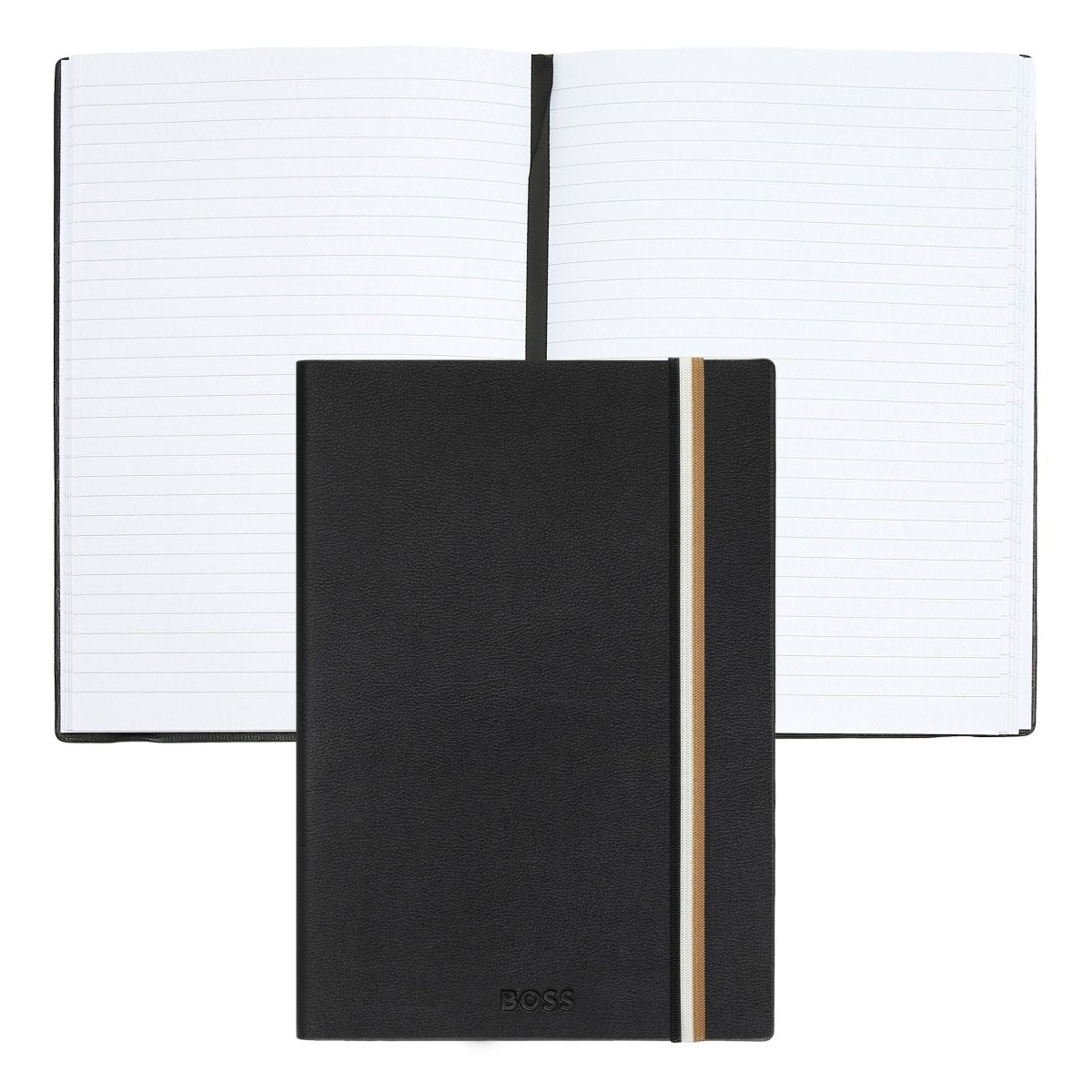 HUGO BOSS Iconic Black Lined A5 Notebook | HNH321AL | TIME Watches