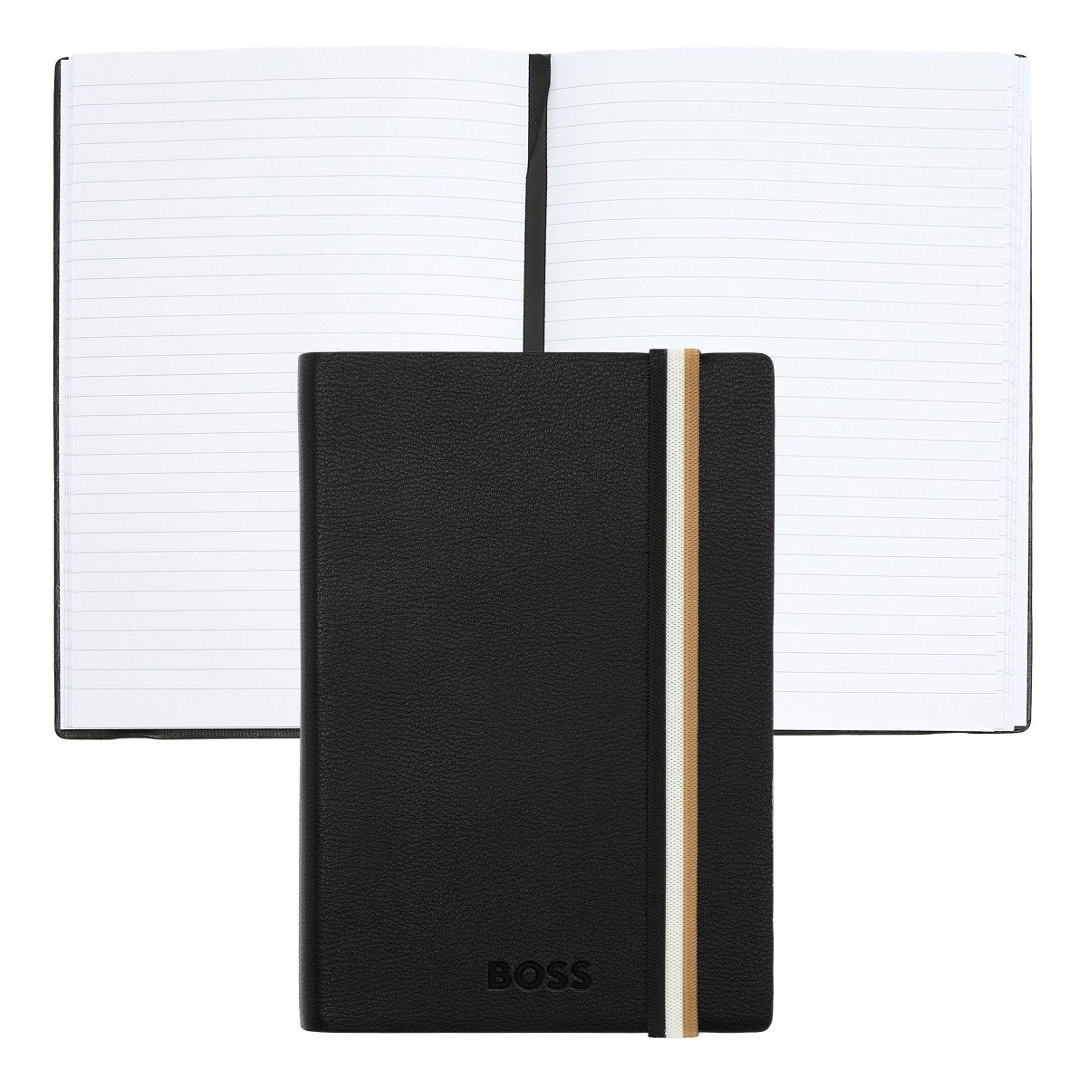 HUGO BOSS Loop Iconic Black Lined A6 Notebook | HNM421AL | TIME Watches