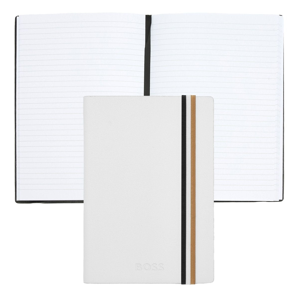 HUGO BOSS Loop Iconic White Lined A6 Notebook | HNM421WL | TIME Watches