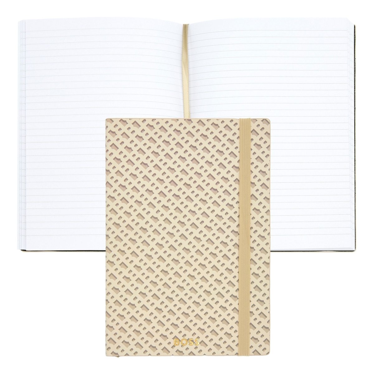 HUGO BOSS Monogram Cream Lined A5 Notebook | HNH412GL | TIME Watches