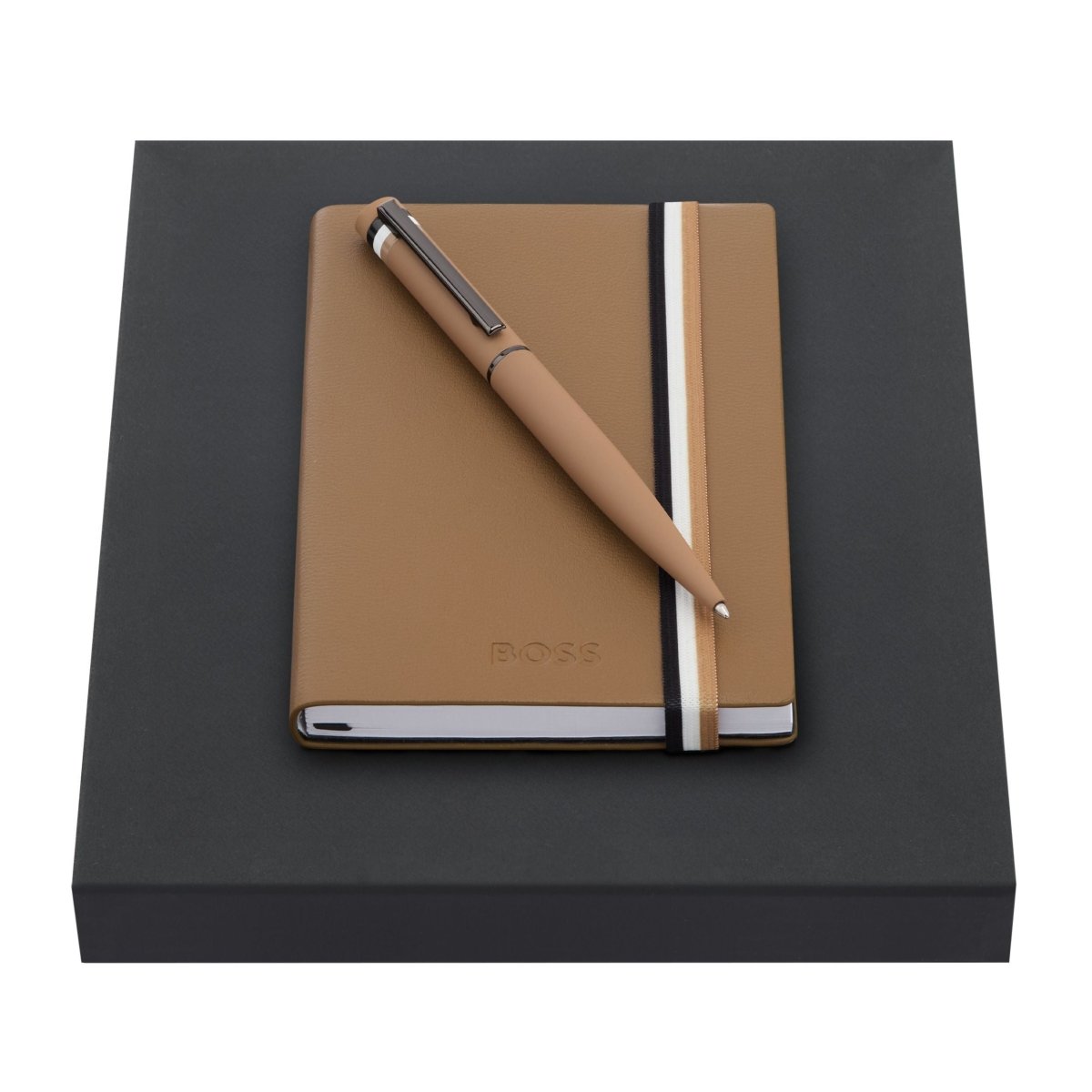 HUGO BOSS Set Camel Ballpoint Pen & Note Pad A5 | HPBM421X | TIME Watches