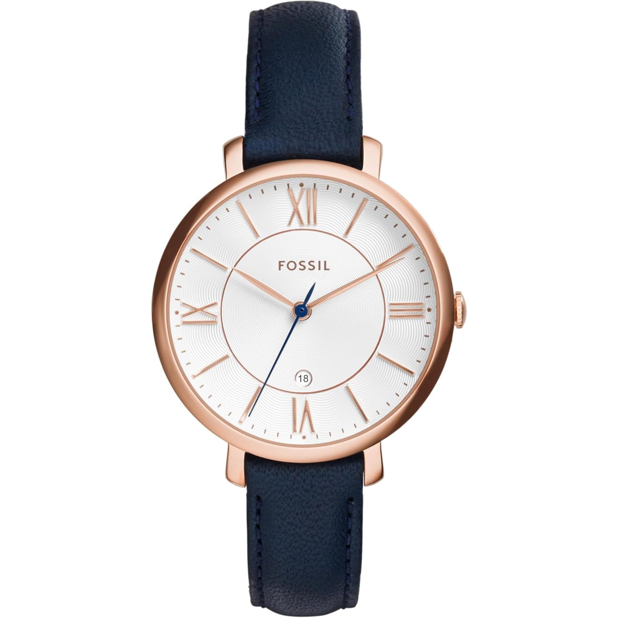Fossil Jacqueline Navy Leather Silver Dial Women's Watch | ES3843