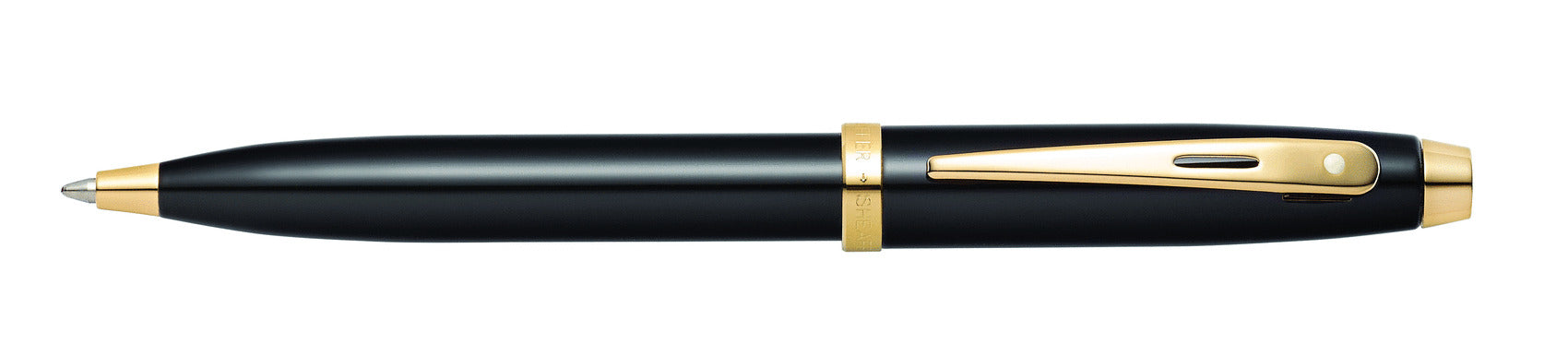 Sheaffer 100 Glossy Black Lacquer and Gold Trim Ballpoint Pen | E2932251-30