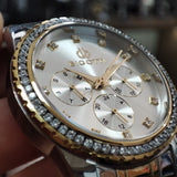 Bigotti Stainless Steel Rose Gold End Silver Multi Dial Rose Gold Stones On Dial Bezel | BG.1.10453-4