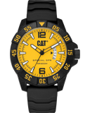 CAT Special Ops Yellow Dial Calendar Black & White Leather Men’s Watch | K4.121.21.731