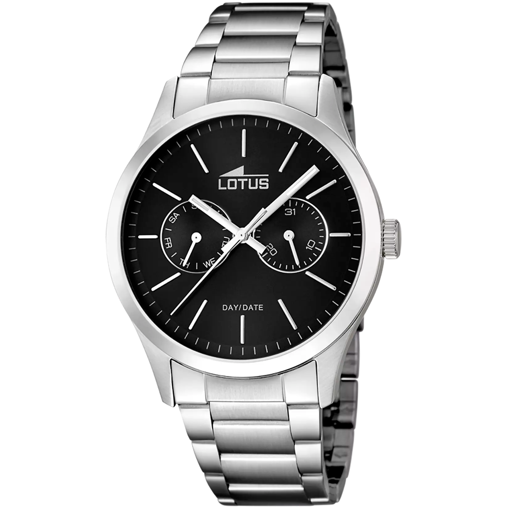 Lotus Multifunction Black Dial Stainless Steel Men’s Watch | 15954/3