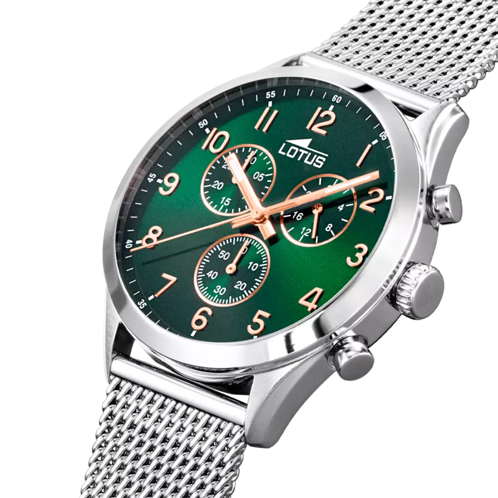Lotus Minimalist Green & Stainless Steel Men's Watch | 18637/2