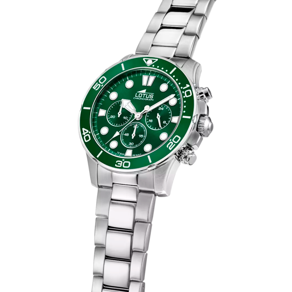 Lotus Excellent Green Dial Chronograph Stainless Steel Men’s Watch | 18756/2