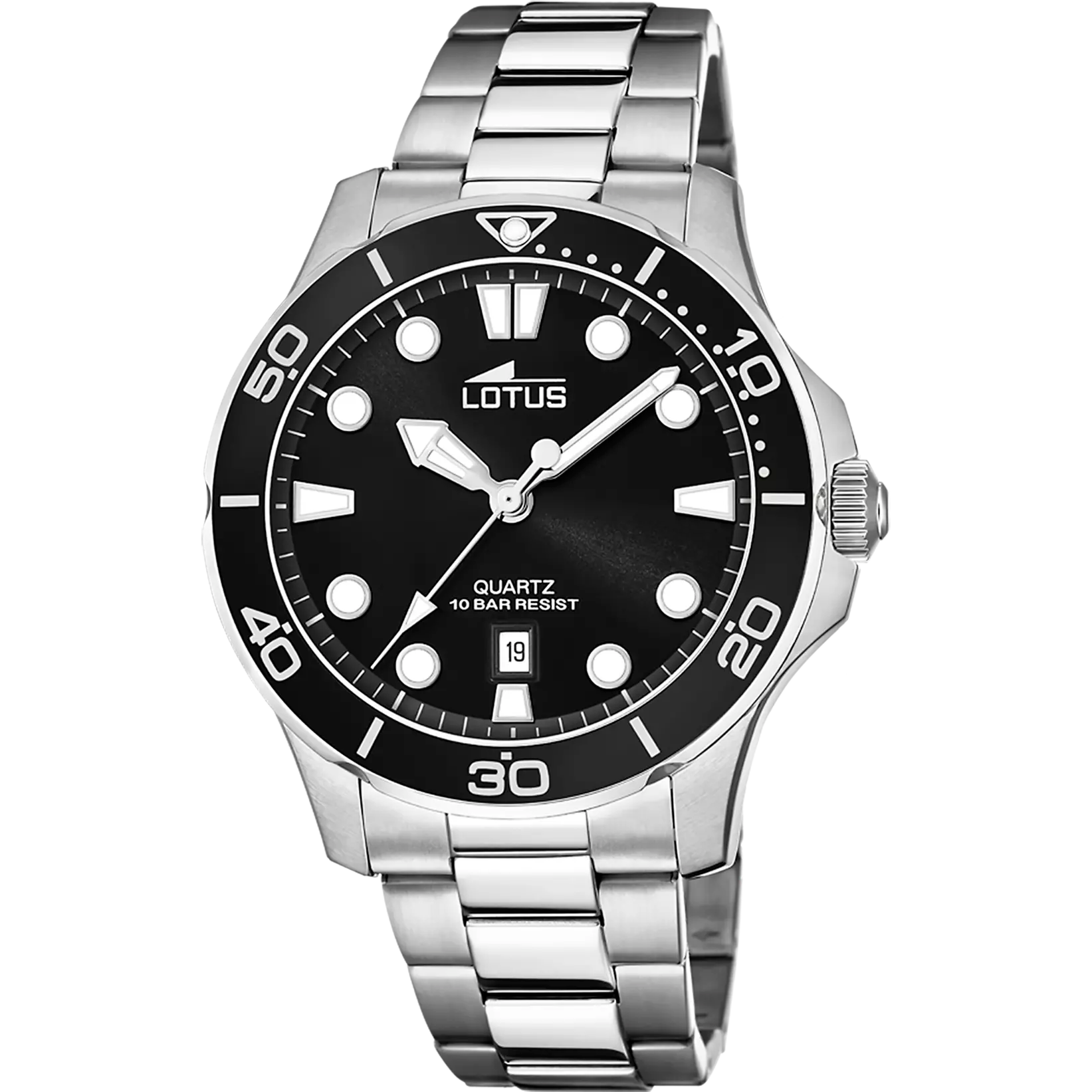 Lotus Excellent Black Dial Stainless Steel Men’s Watch | 18759/3