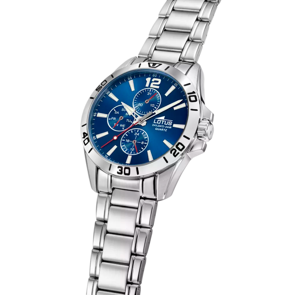 Lotus Multifunction Blue Dial Stainless Steel Bracelet Men’s Watch | 18812/1