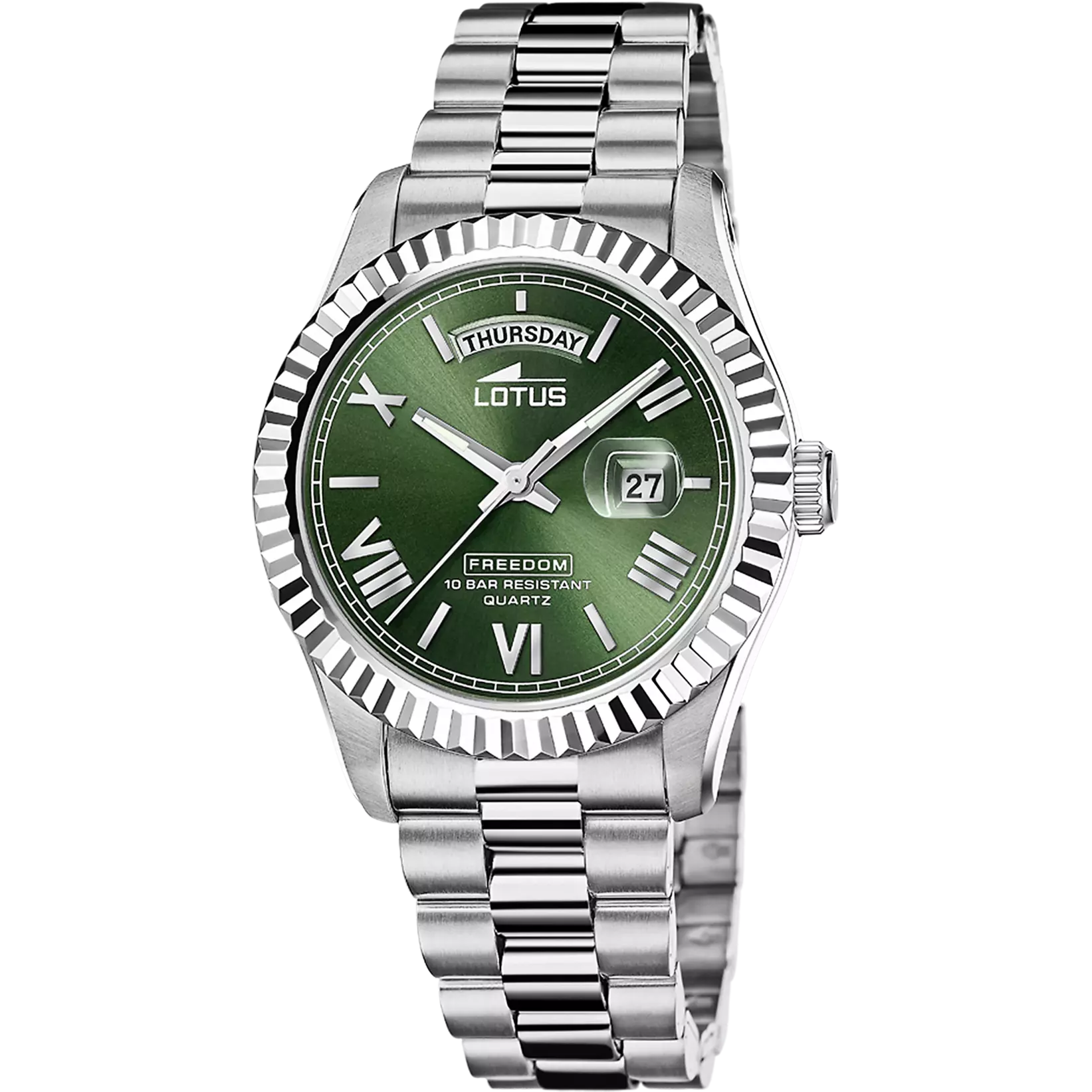Lotus Freedom Green Dial Calendar Stainless Steel Men’s Watch | 18854/3