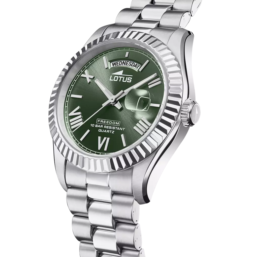 Lotus Freedom Green Dial Calendar Stainless Steel Men’s Watch | 18854/3