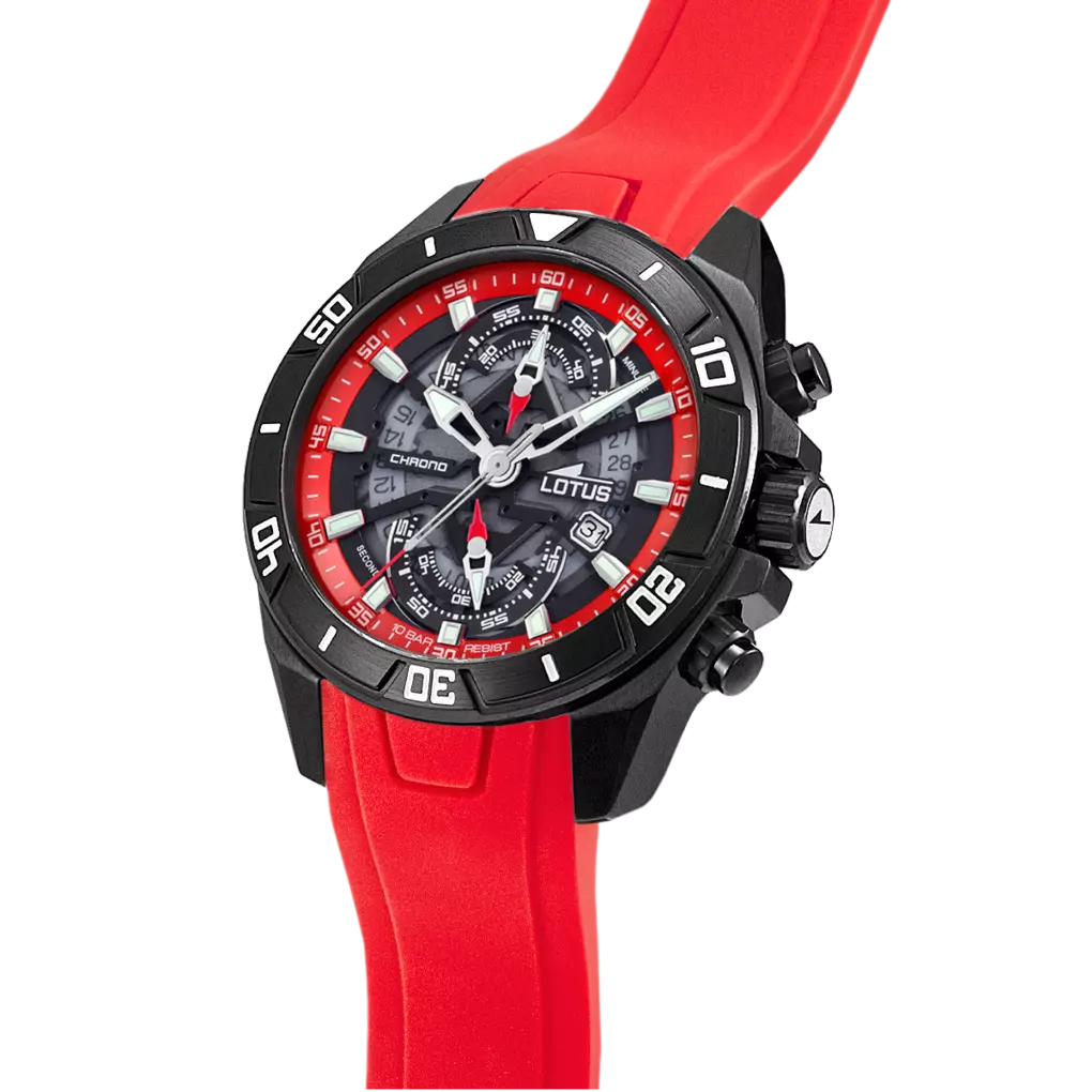 Lotus Vortex Black Dial Calendar Leather Men’s Watch | 18945/5