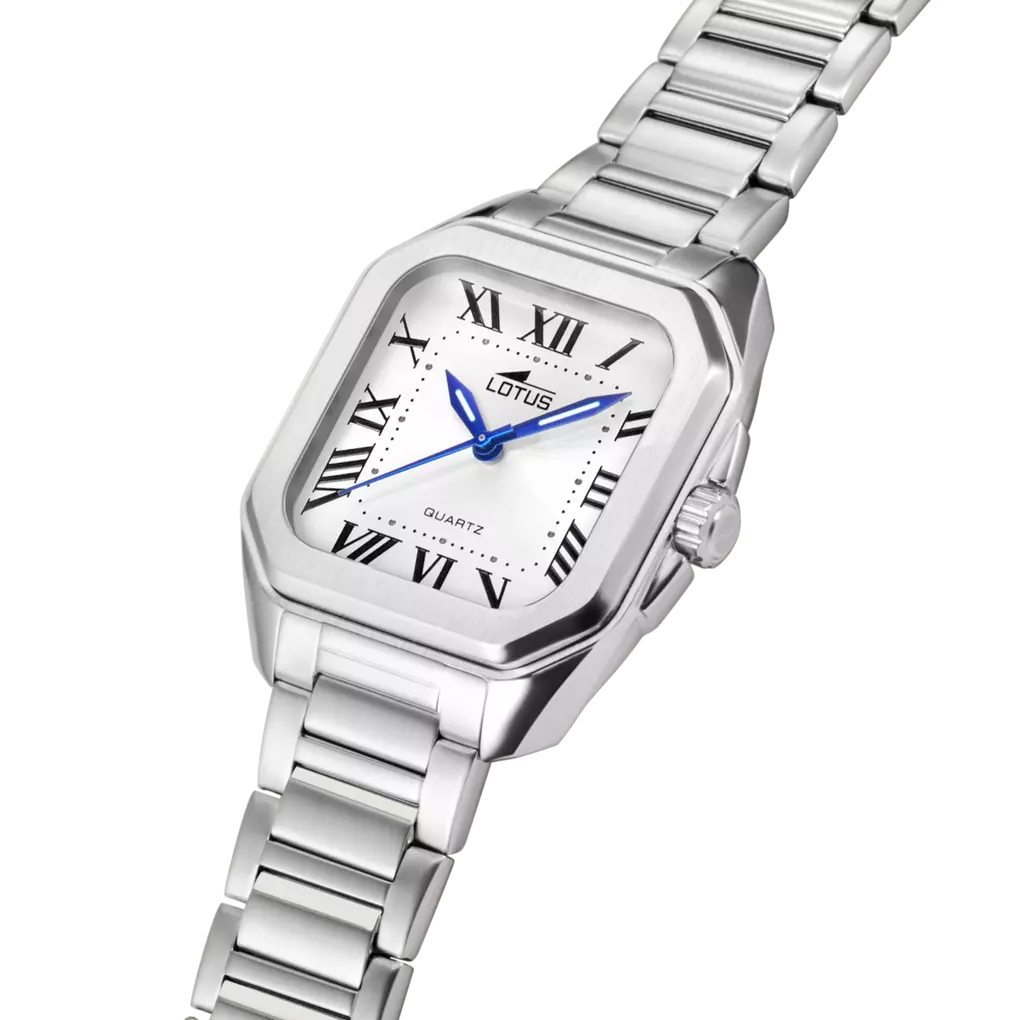 Lotus Square White Dial Silver Women's Watch  | 18967/1