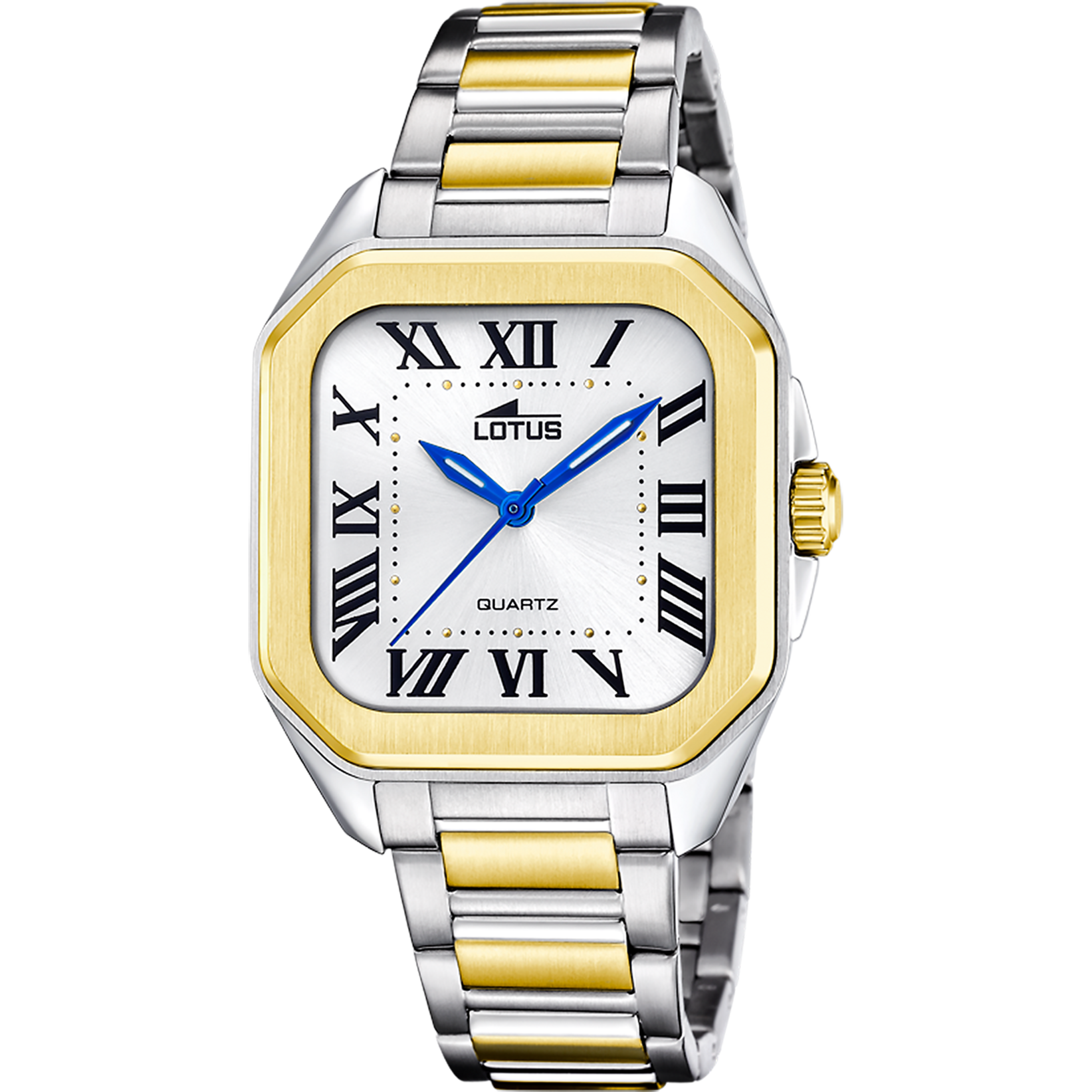 Lotus Square Two-tone Blue Hands Women's Watch | 18969/1
