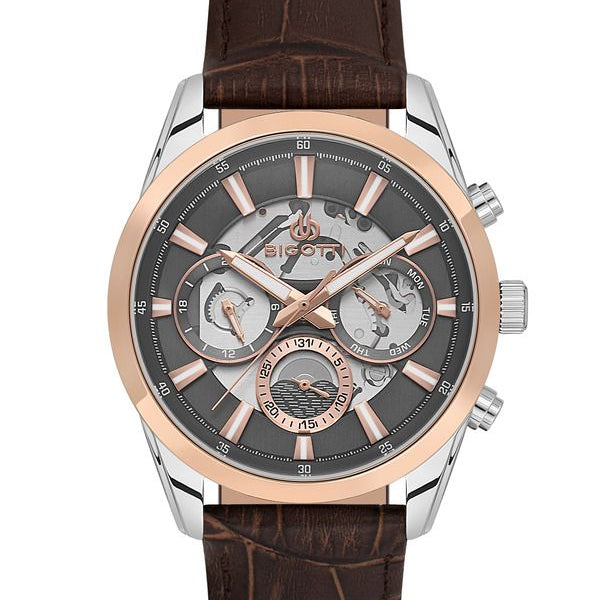 Bigotti Chronograph Leather Strap Black Dial Men's Watch | BG.1.10562-4