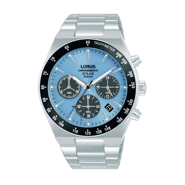 Lorus Chronograph Stainless Steel Light Blue Dial Men's Watch | RZ525AX9