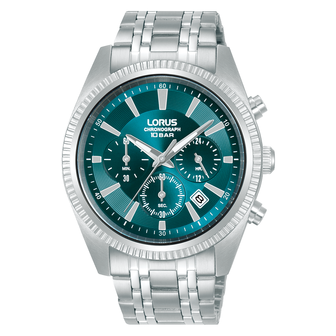 Lorus Chrono Turquoise Dial Stainless Steel Men's Watch | RT399KX9 | TIME Watches