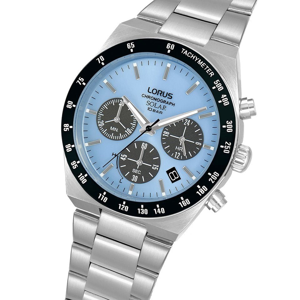 Lorus Chronograph Stainless Steel Light Blue Dial Men's Watch | RZ525AX9 | TIME Watches