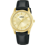 Lorus Leather Strap Gold Dial Dress Woman's Watch | RG254XX9 | Time Watch Specialists