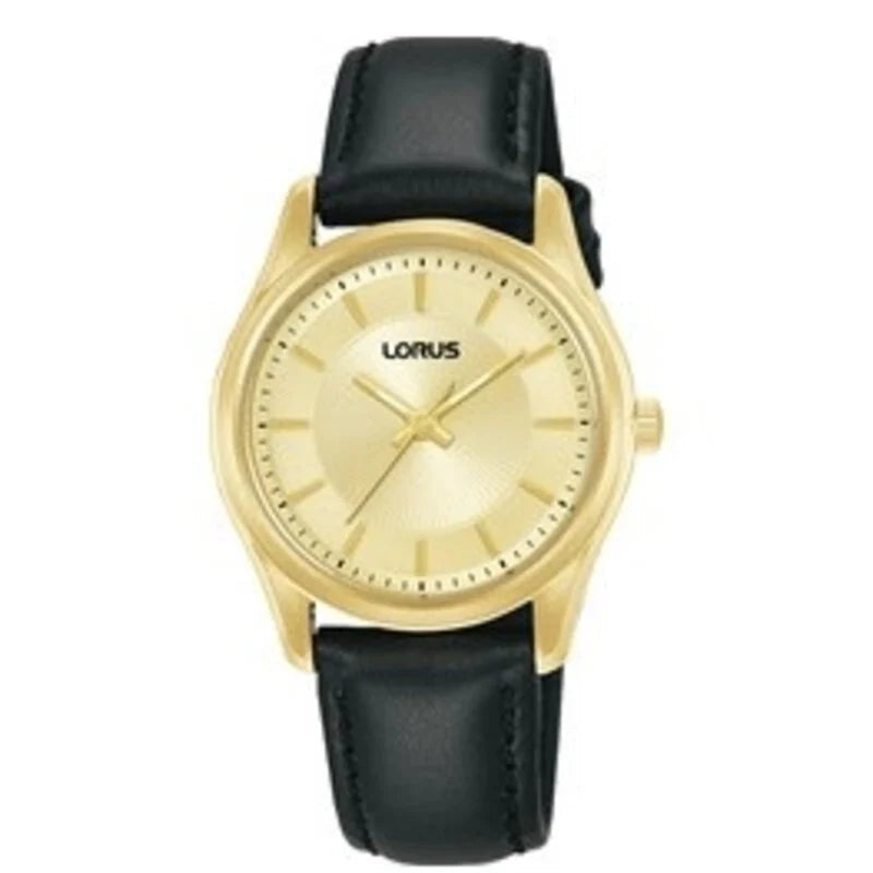 Lorus Leather Strap Gold Dial Dress Woman's Watch | RG254XX9