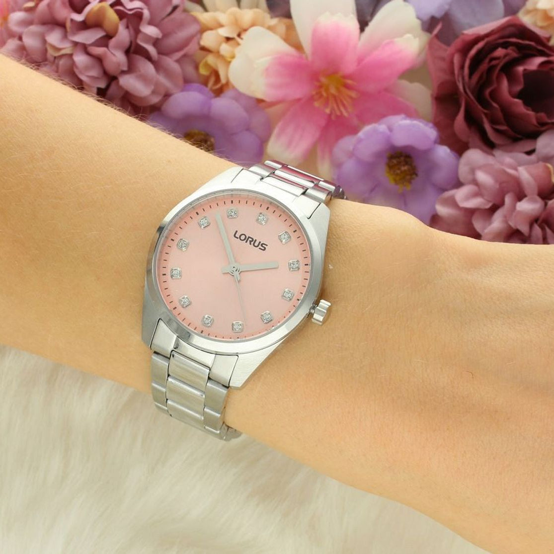 Lorus Stainless Steel Pink Dial Women's Watch | RG325XX9