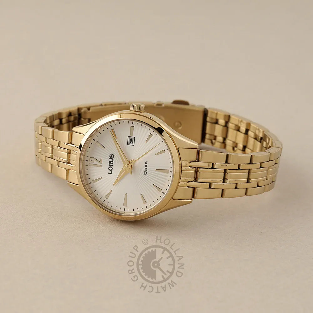 Lorus RG White Dial Calendar Rose Gold Batons Rose Gold Men's Watch | RJ204CX9