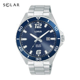 Lorus Solar Changing Function Stainless Steel Dark Blue Sunray Dial Men's Watch | RX361AX9 | Time Watch Specialists