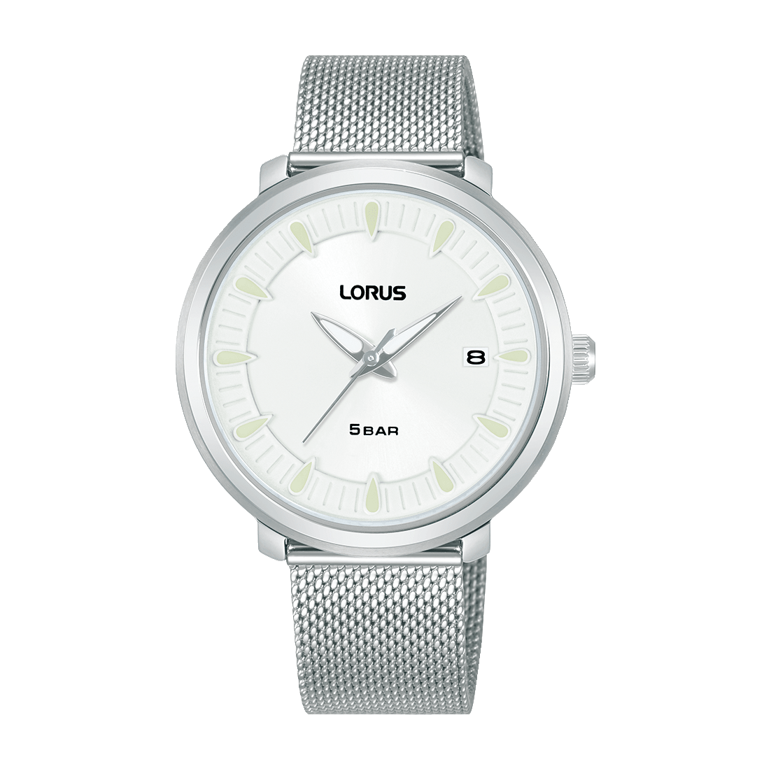 Lorus White Dial Calendar Stainless Steel Mesh Women's Watch | RG811DX9 | TIME Watches