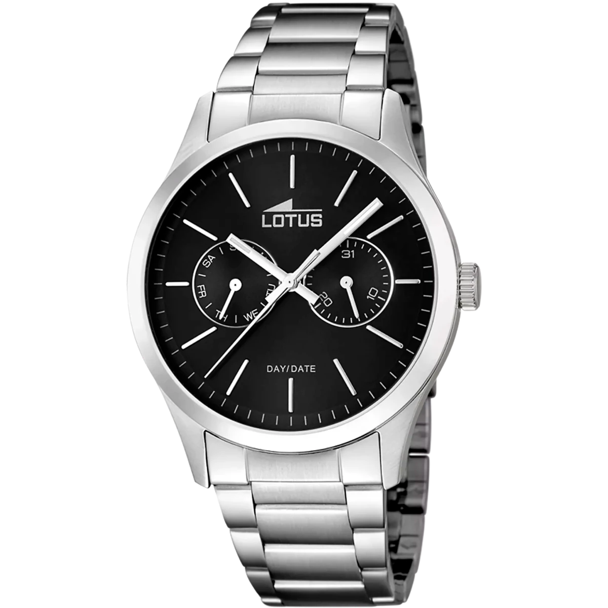 Lotus Multifunction Black & Stainless Steel Watch | 15954/3 | TIME Watches