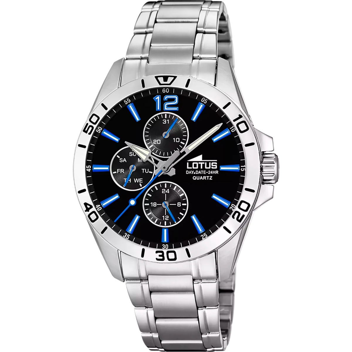 Lotus Multifunction Black & Stainless Steel Watch | 18812/4 | TIME Watches