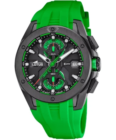 Lotus Vortex Green & Rubber Watch | 18943/4 | TIME Watches