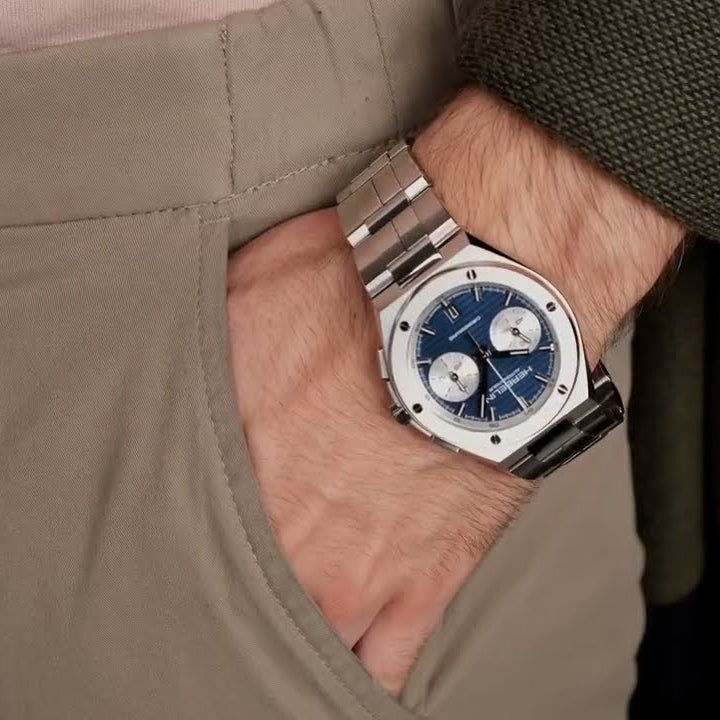 Herbelin Cap Camarat Chronograph Automatic Blue Dial Stainless Steel Men Watch | 245B25