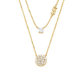 Michael Kors 14K Gold-Plated Sterling Silver Layered Pavé Women's Disk Necklace | MKC1591AN710 | Time Watch Specialists