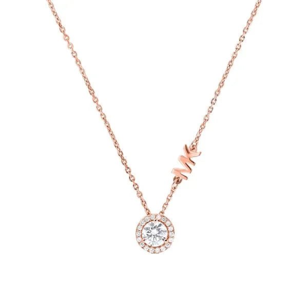 Michael Kors 14k Rose Gold-Plated Sterling Silver Cubic Zirconia Pendant Women's Necklace | MKC1208AN791 | Time Watch Specialists