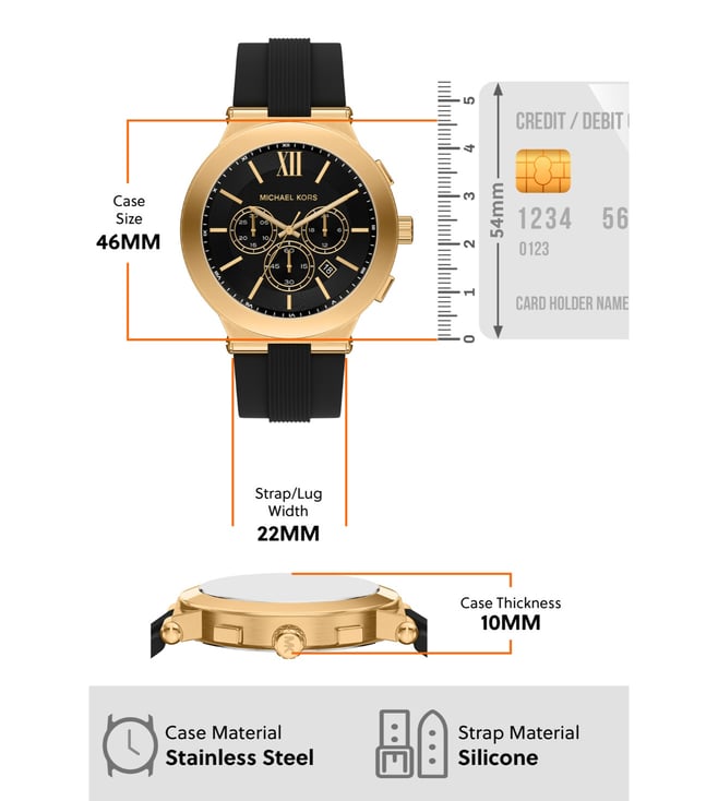Michael Kors Billie Black Dial and Black Silicone Strap 46mm Men's Watch | MK9253 | TIME Watches