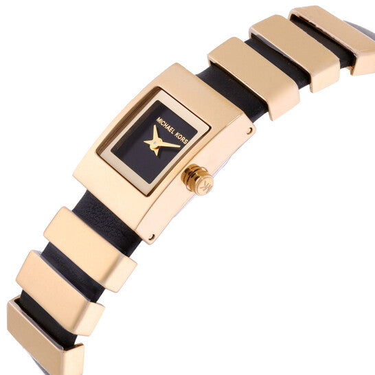 Michael Kors Darrington Gold and Black Leather Women's Watch | MK4887