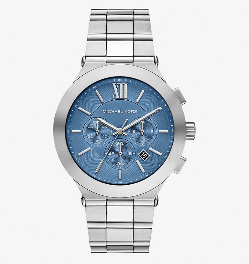 Michael Kors Lexington Blue Dial and Silver Stainless Steel 45mm Men's Watch | MK9222 | TIME Watches