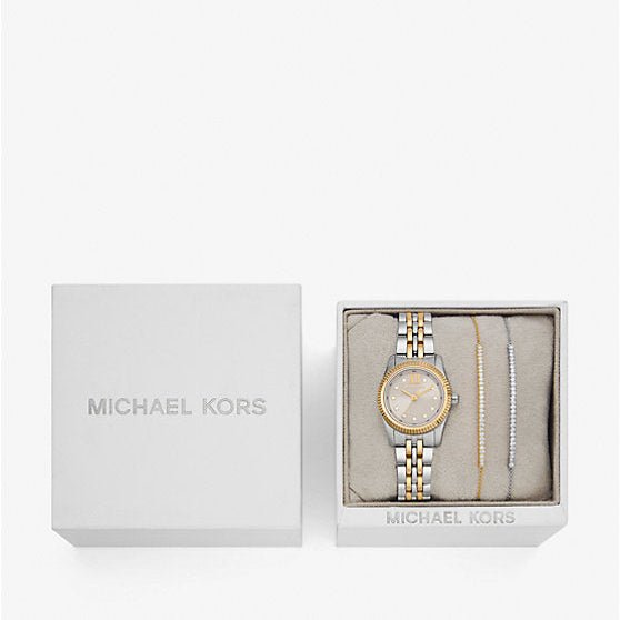 Michael Kors Lexington Pavé Two - Tone Watch and Slider Bracelet Set | MK4815SET | Time Watch Specialists