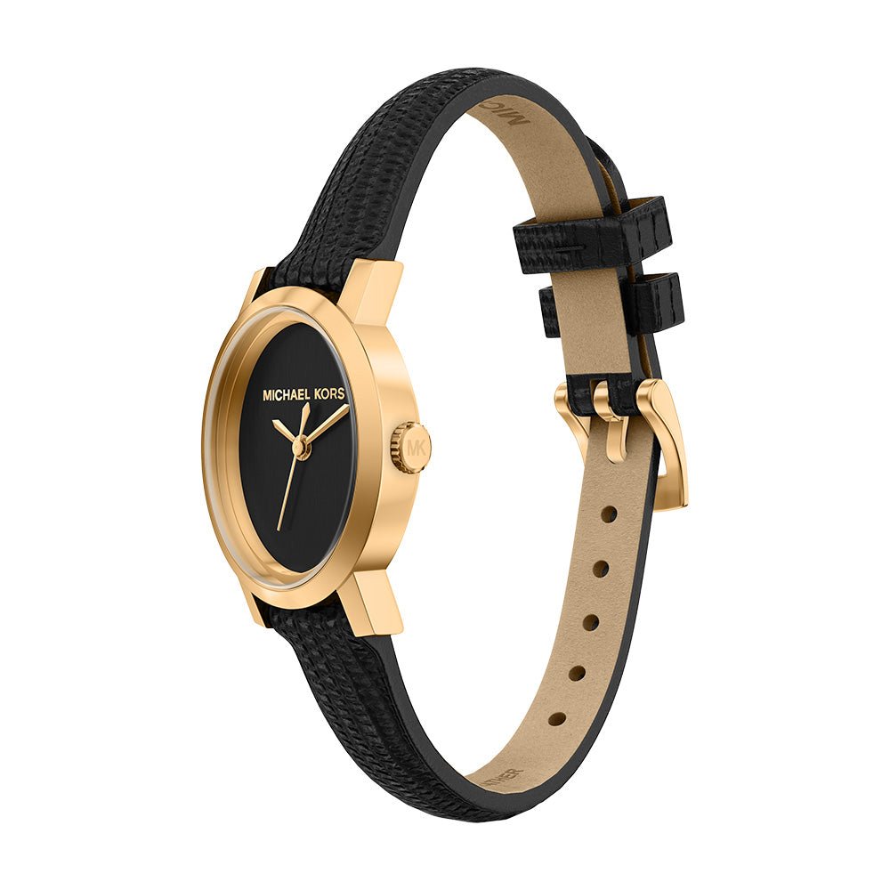 Michael Kors Maude Black Dial and Black Leather Strap 21mm Women's Watch | MK7585 | TIME Watches