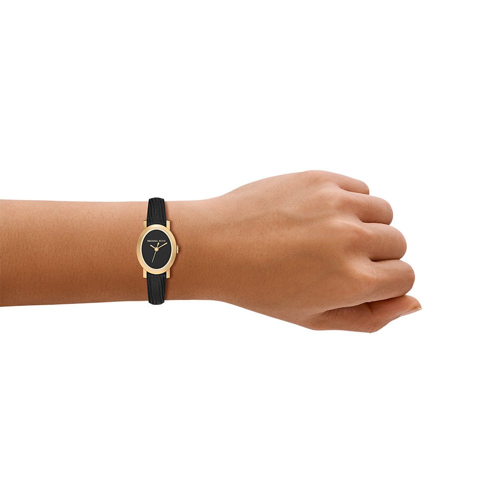 Michael Kors Maude Black Dial and Black Leather Strap 21mm Women's Watch | MK7585 | TIME Watches