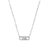 Michael Kors Premium Sterling Silver Pavé Empire Link Pendant Women's Necklace | MKC1655CZ040 | Time Watch Specialists