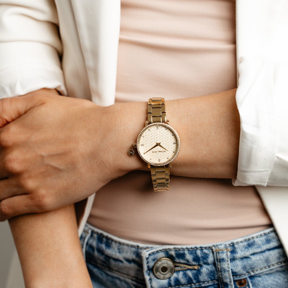 Michael Kors Pyper Gold Dial and Gold Steel Bracelet 32mm Women's Watch | MK7572 | TIME Watches