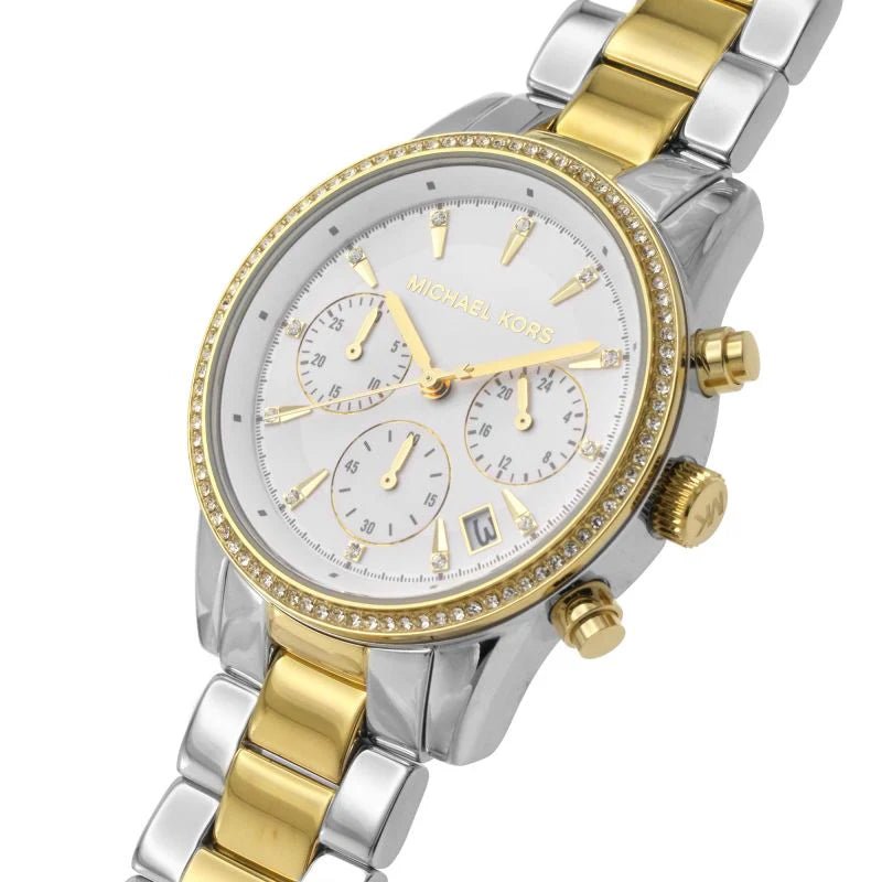 Michael Kors Ritz Silver Round Stainless Steel Woman's Watch | MK6474 | Time Watch Specialists