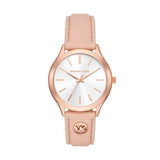 Michael Kors Slim Runway Three-Hand Blush Leather Woman's Watch | MK7467 | Time Watch Specialists