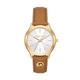 Michael Kors Slim Runway Three-Hand Luggage Leather Woman's Watch | MK7465 | Time Watch Specialists
