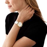 Michael Kors Slim Runway Three-Hand White Leather Woman's Watch | MK7466 | Time Watch Specialists