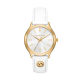 Michael Kors Slim Runway Three-Hand White Leather Woman's Watch | MK7466 | Time Watch Specialists